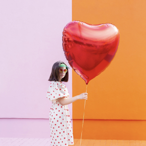 Rødt Hjerte Folieballon 72 cm. 1 stk.