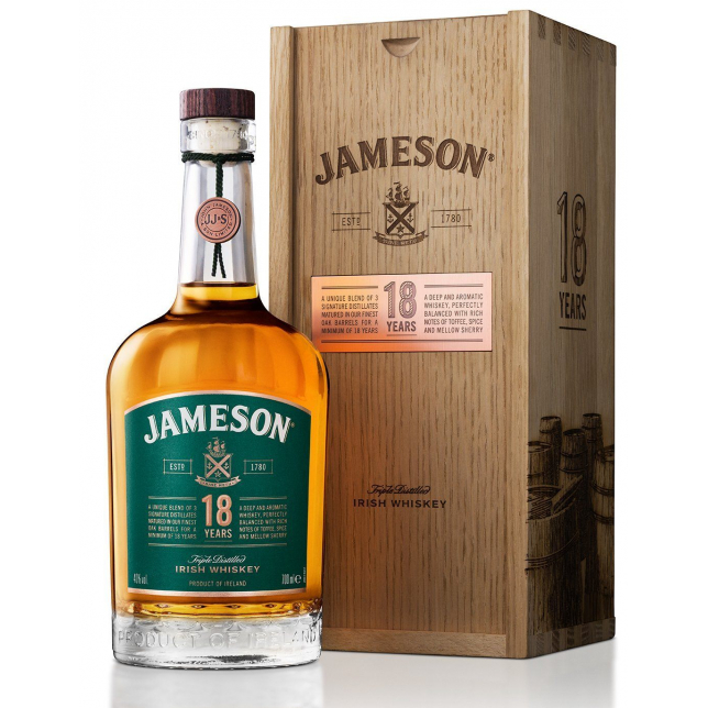 Jameson 18 års Blended Irish Whiskey 40% 70 cl. (Gaveæske)