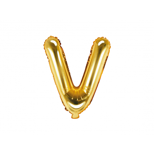 Guld "V" Ballon 35 cm. 1 stk.