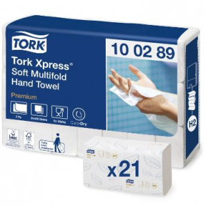 Håndklædeark Tork Xpress Premium H2 Interfold Soft 2-lag 21.2x25.5 cm 21x150 ark.