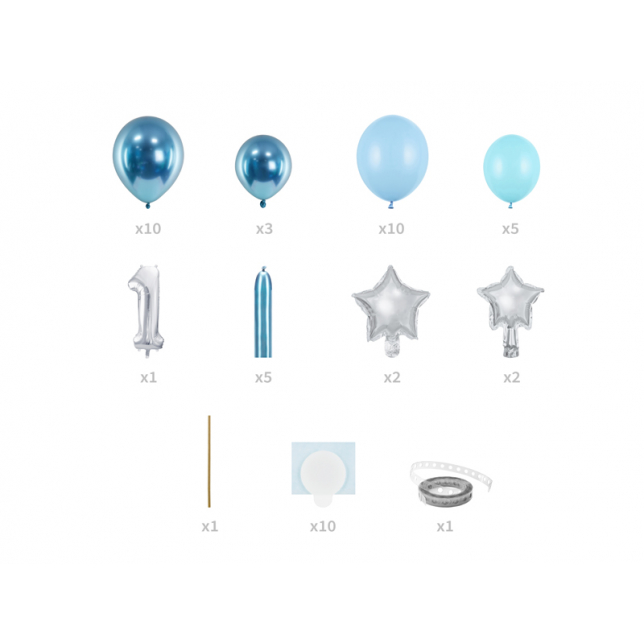 Blå "1" Ballonsæt 90x140 cm. 1 stk.