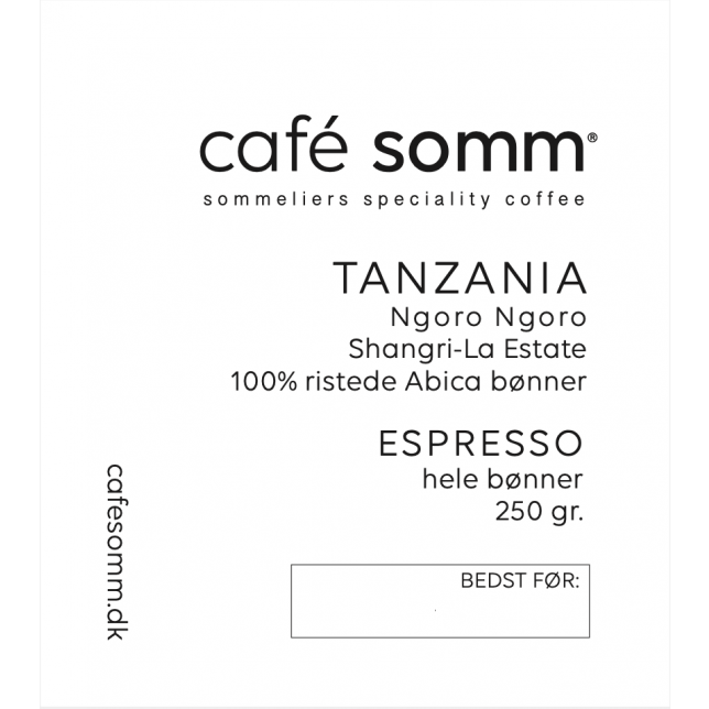 Café Somm Tanzania Ngoro Ngoro Espresso 250 g. (hele bønner)