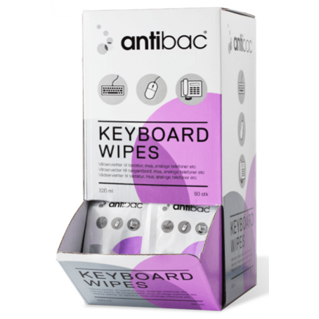 Antibac Keyboard Wipes 80 stk.