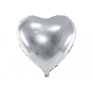 Sølv Hjerte Folieballon 45 cm. 1 stk.