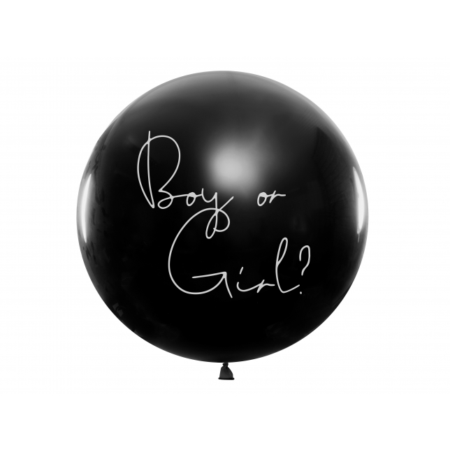 Sort "Boy or Girl?" Kønsafslørings Ballon Dreng 100 cm. 1 stk.