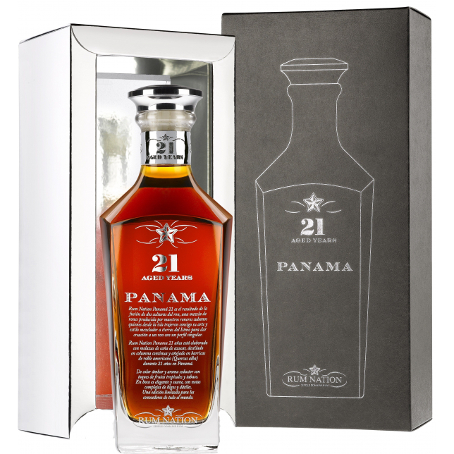 Rum Nation Panama 21 år Decanter Rom 40% 70 cl. (Gaveæske)