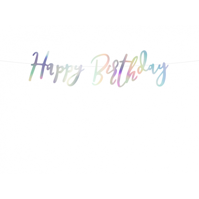 Regnbuefarvet "Happy Birthday" Banner 1 stk.