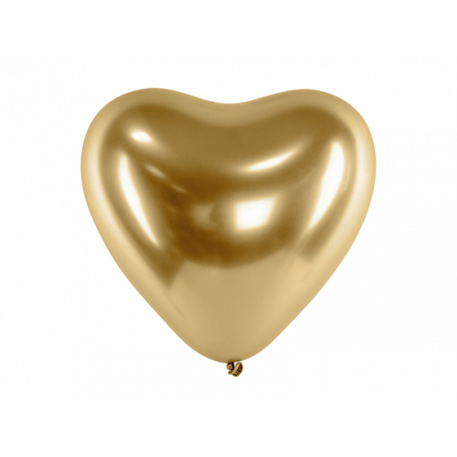 Blanke Guld Hjerte Balloner 30 cm. 50 stk.