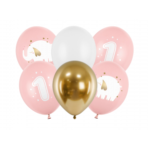 1 Års Fødselsdag Baby Pink Ballonsæt