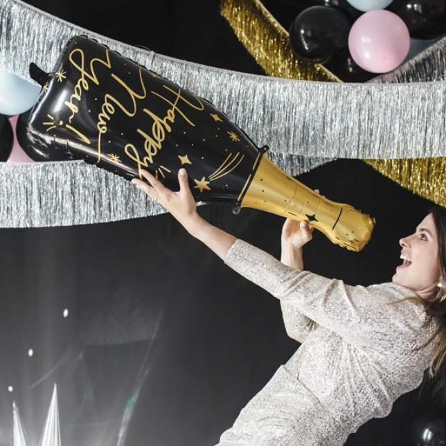 Champagneflaske Folieballon 27x88 cm. 1 stk.