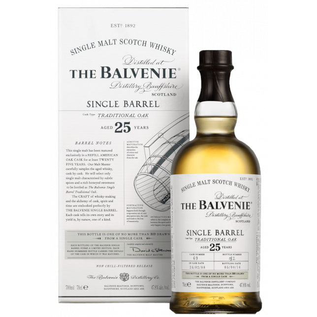 The Balvenie Single Barrel Traditional Oak 25 års Single Malt Scotch Whisky 47,8% 70 cl.