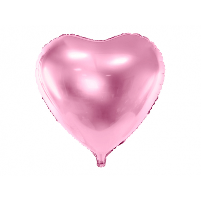 Lys Pink Hjerte Folieballon 45 cm. 1 stk.
