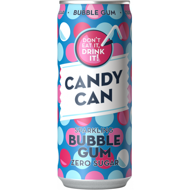 Candy Can Sparkling Bubblegum Sukkerfri Sodavand 33 cl. (dåse)
