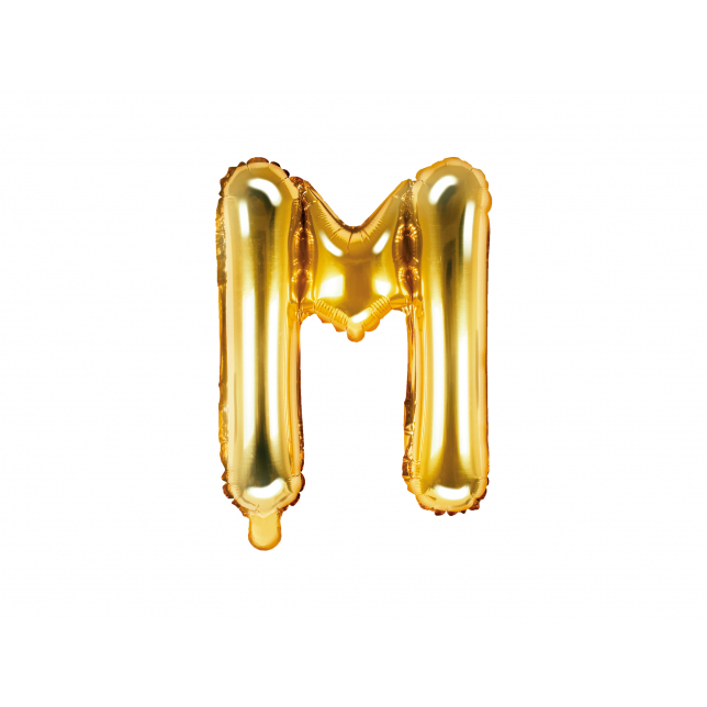 Guld "M" Ballon 35 cm. 1 stk.