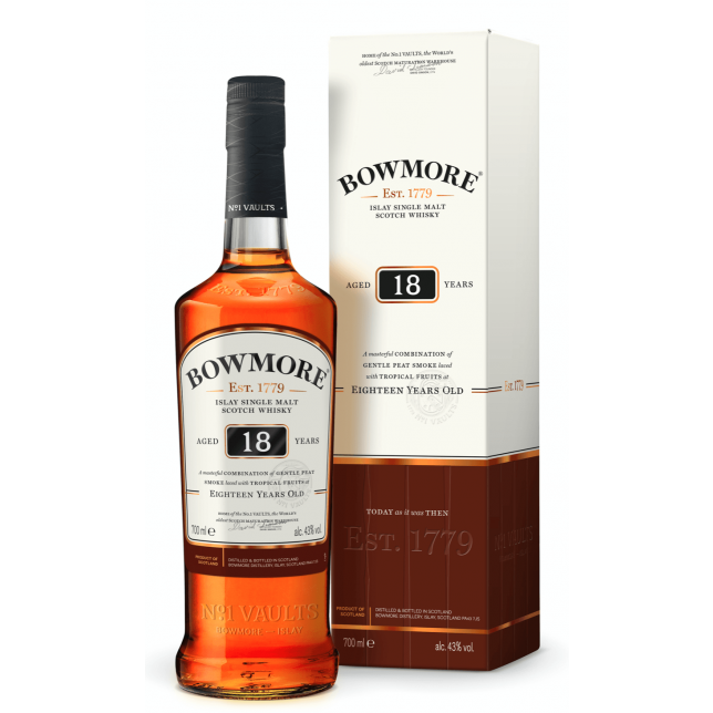Bowmore 18 års Islay Single Malt Scotch Whisky 43% 70 cl. (Gaveæske)