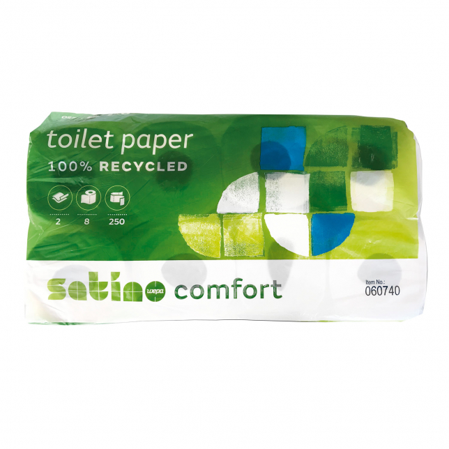 Toiletpapir Satino Comfort 2-lag 27,50 m hvid genbrug 6 rl.