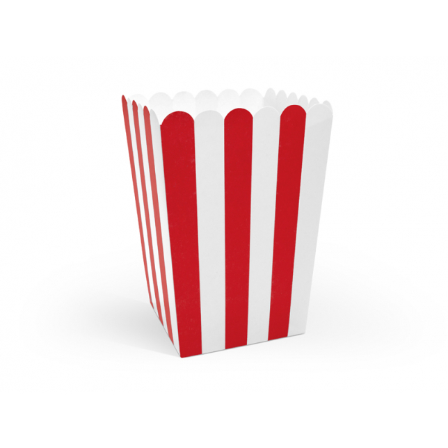 Rød & Hvid Popcorn bæger 6 stk.