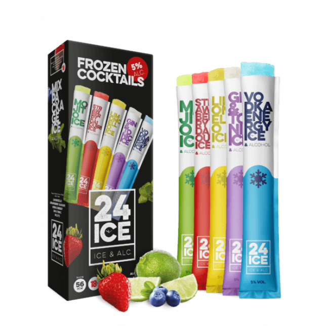 24ICE Mix-pack Frozen Cocktails 5% 5 stk. (frys-selv-is)