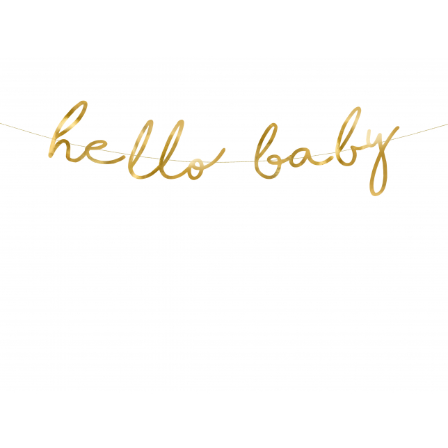 Guld “Hello Baby” Banner 1 stk.