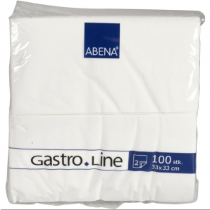 Middagsserviet, ABENA Gastro, 3-lags, 1/4 fold, 40x40cm, hvid, nyfiber. 100 stk.