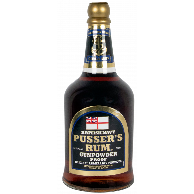 Pusser's Black Label Gunpowder Proof British Navy Rom 54,5% 70 cl. (flaske)