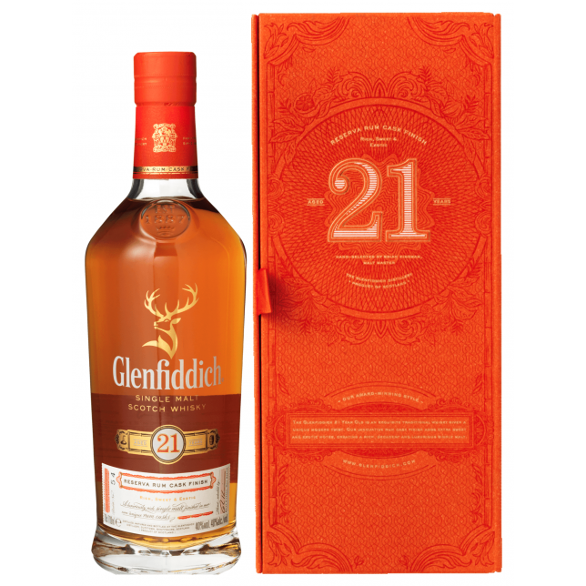 Glenfiddich Rum Cask Finish 21 års Single Malt Scotch Whisky 40% 70 cl. (Gaveæske)