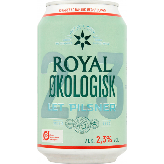 Royal Let Pilsner ØKO 2,3% 24x33 cl. (dåse)