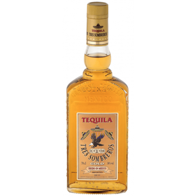 Tres Sombreros Gold Tequila 38% 70 cl.