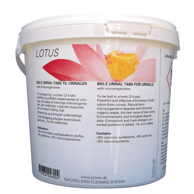 Urinalblok Lotus Bio-Z Citron med Farve/Parfume uden Gitter/ophæng 1 kg 45 stk.