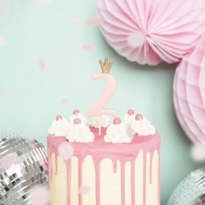 Lys Pink “2” Fødselsdagslys 1 stk.