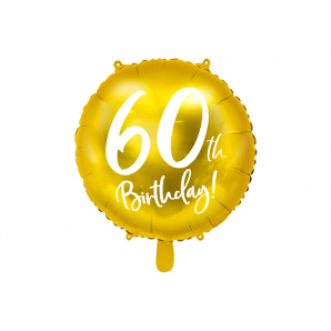 Guld & Hvid “60th Birthday” Folieballon 1 stk.
